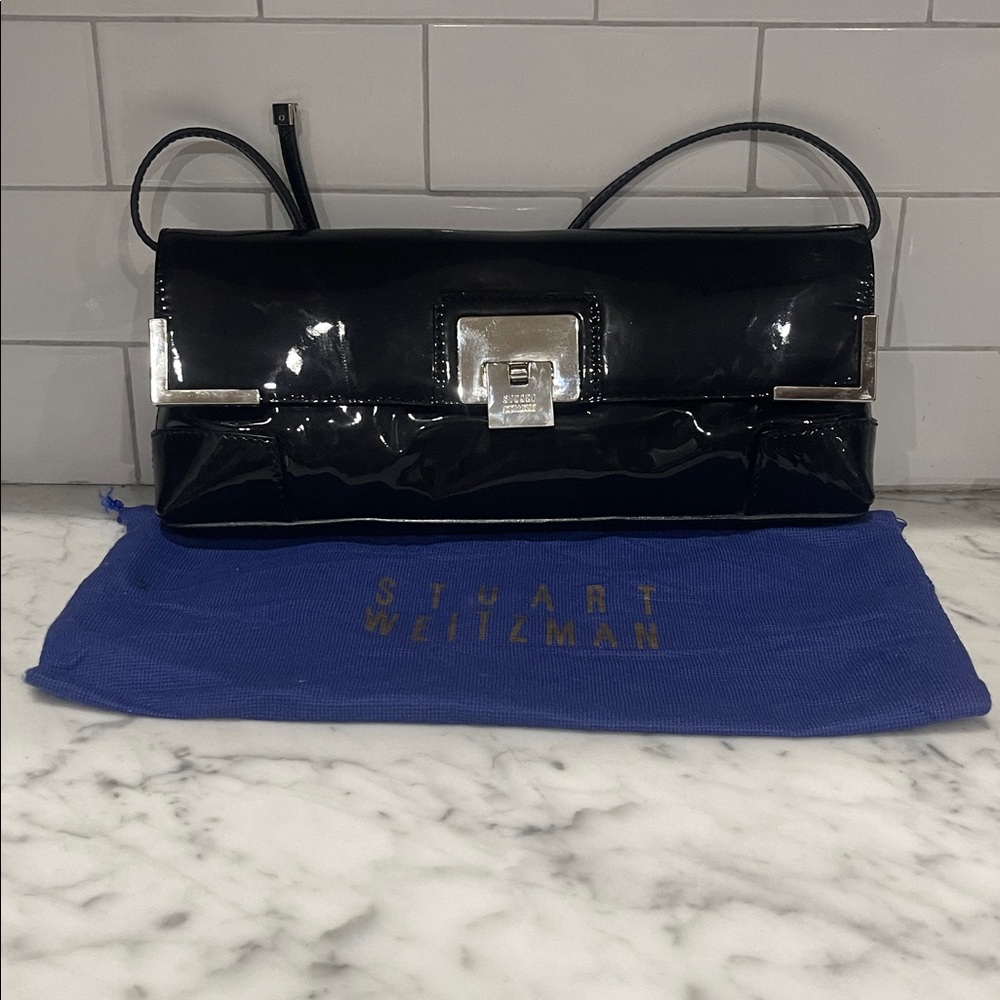 PRICE DROP! Vintage Stuart Weitzman Black Patent leather clutch NWT